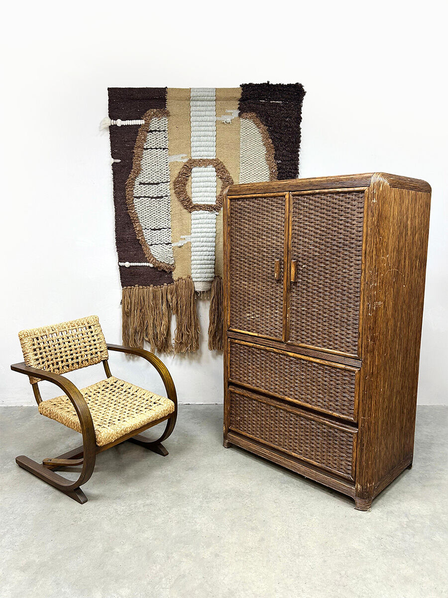 Vintage rattan bamboo cabinet 'Bohemian nature'