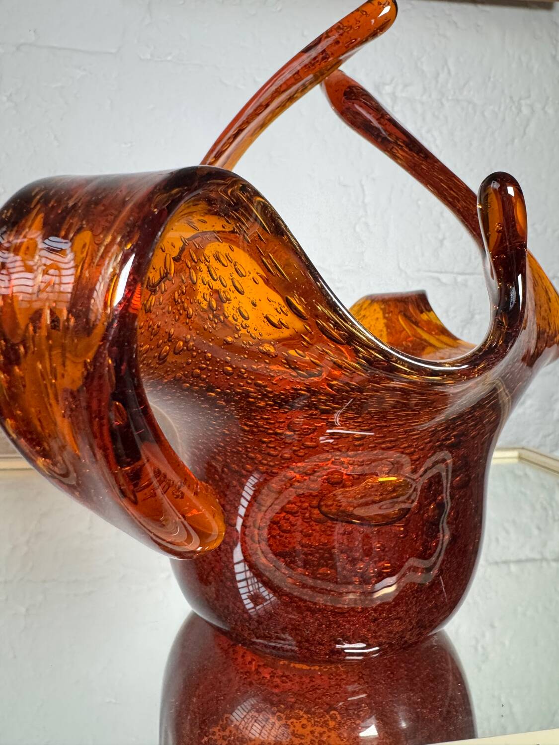 Amber blown glass empty pocket from the 60s