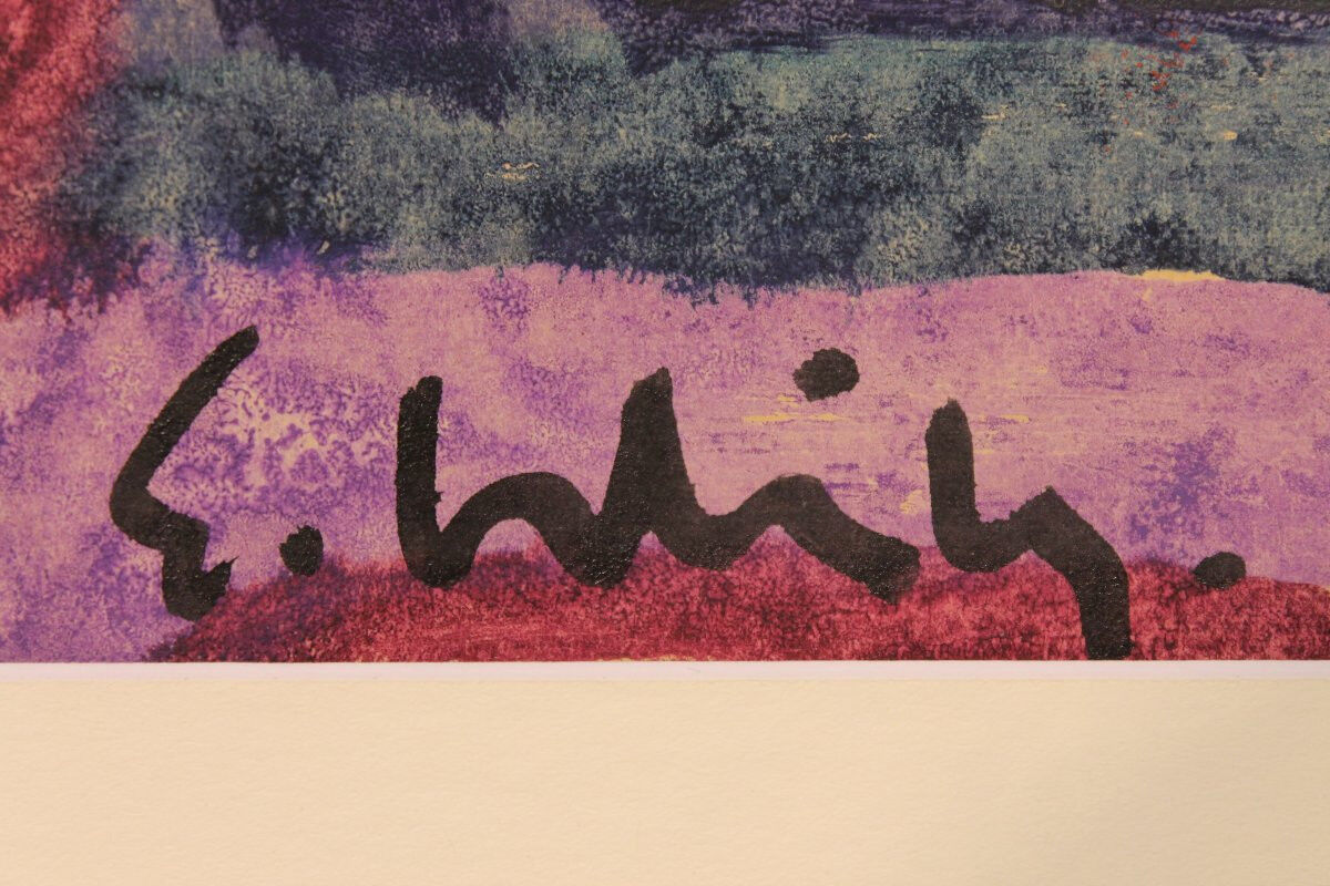 Gouache abstraite sur papier signée - des années 60/70