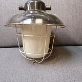 Set of 3 vintage Czech industrial pendant lights, 1950s