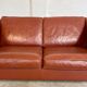 Vintage Danish mid-century Mogens Hansen 2 person cognac leather sofa