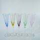 set of 5 colored glass champagne flutes Design 1970