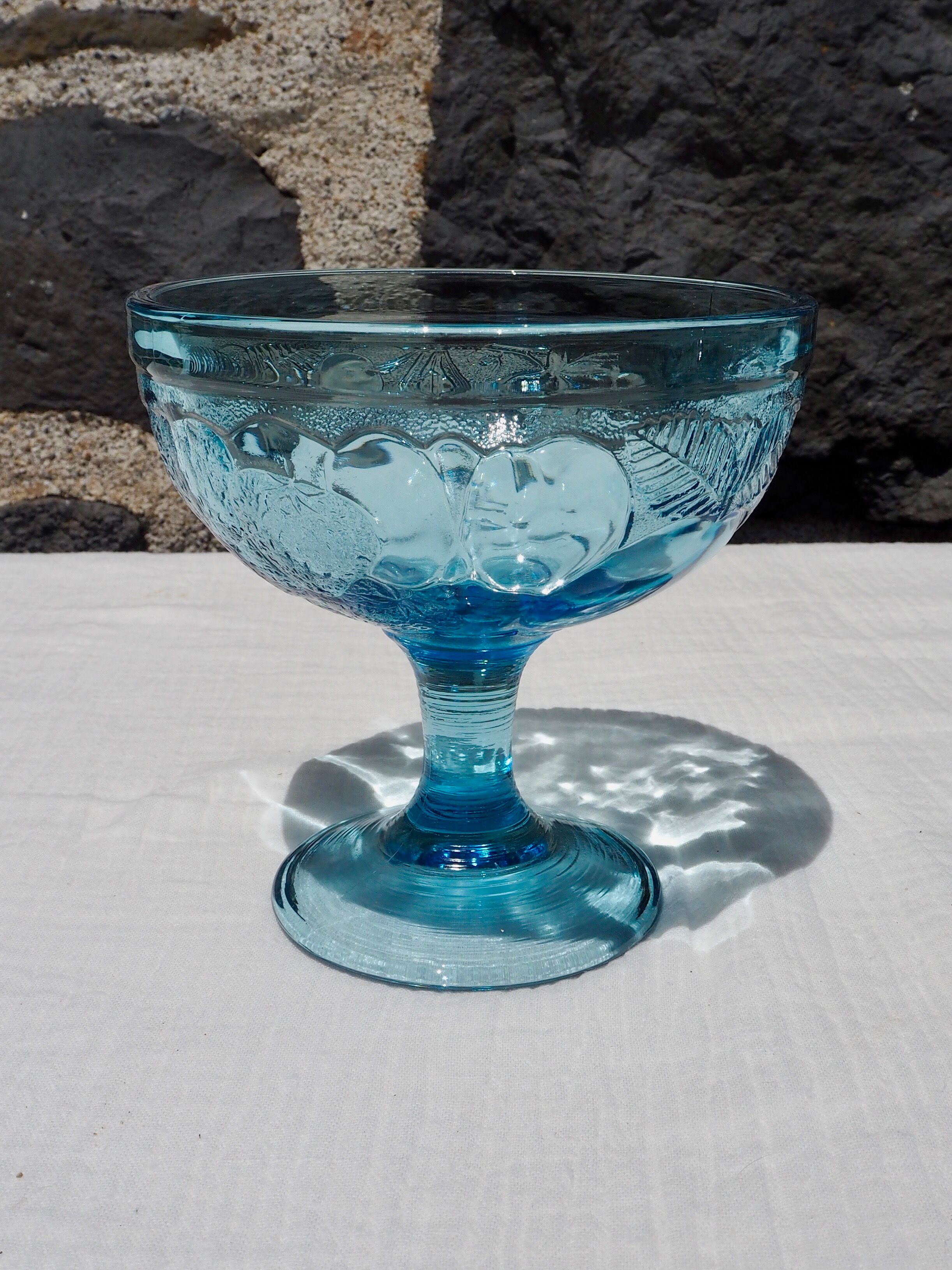 Set de 6 coupes à glaces en verre bleu
