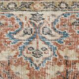 Tapis Persan Ancien – Fait Main Vintage à Médaillon, Tons Bleu et Brique