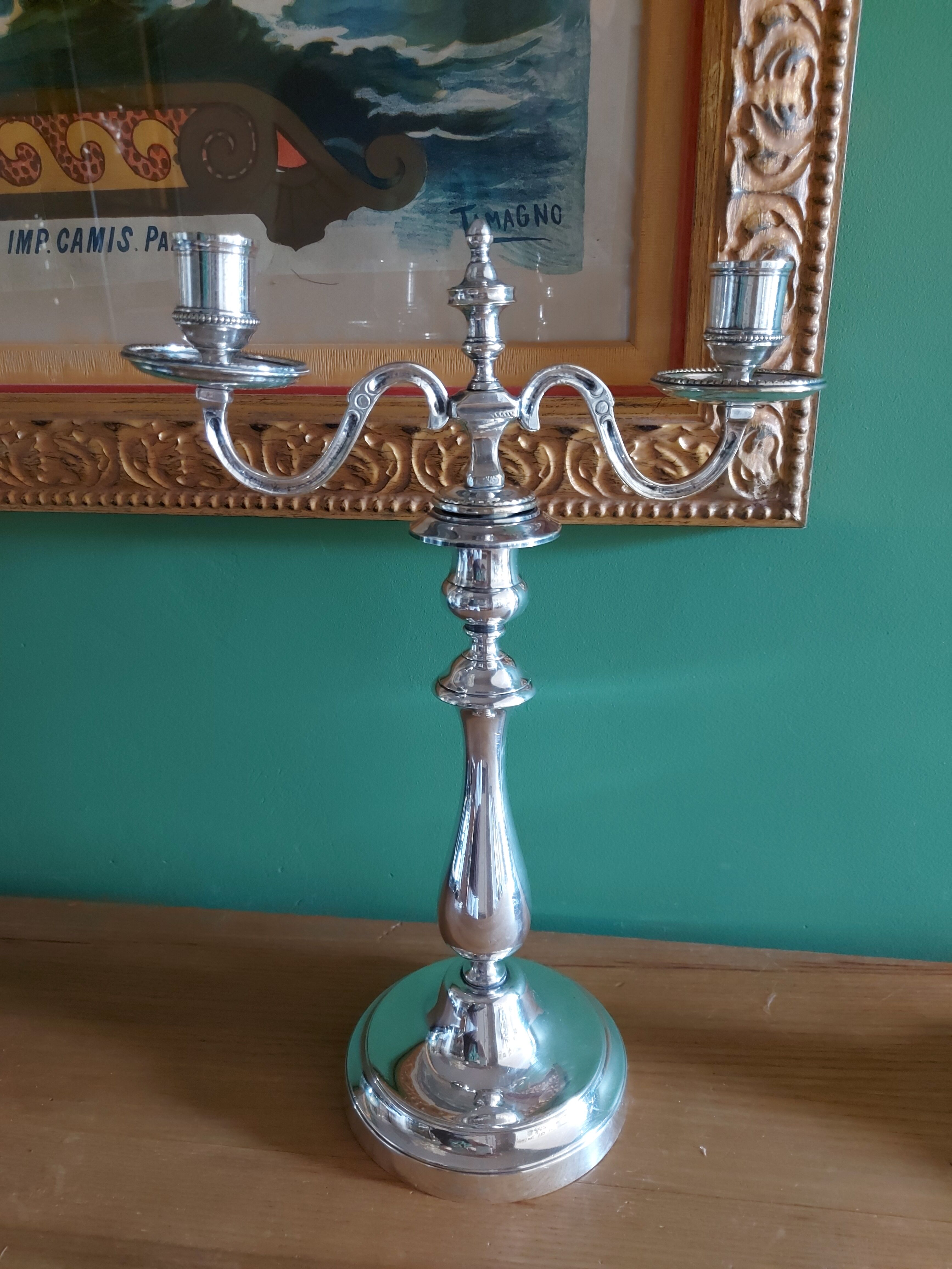 Christofle large silver metal chandeliers