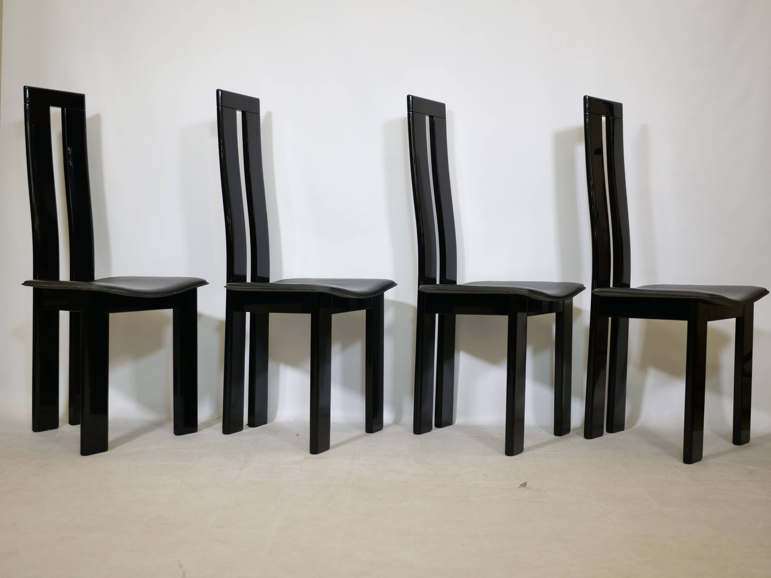 Postmodern Black Dining Chairs by Pietro Costantini, Set of 4, 1970s
