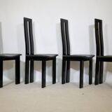 Postmodern Black Dining Chairs by Pietro Costantini, Set of 4, 1970s