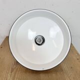 Industrial White Enamel Factory Pendant Lamp, 1960s