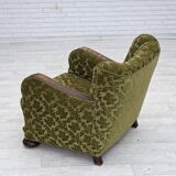 1950s, Danish relax chair, furniture velour, oak wood.