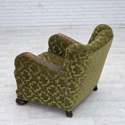 1950s, Danish relax chair, furniture velour, oak wood.