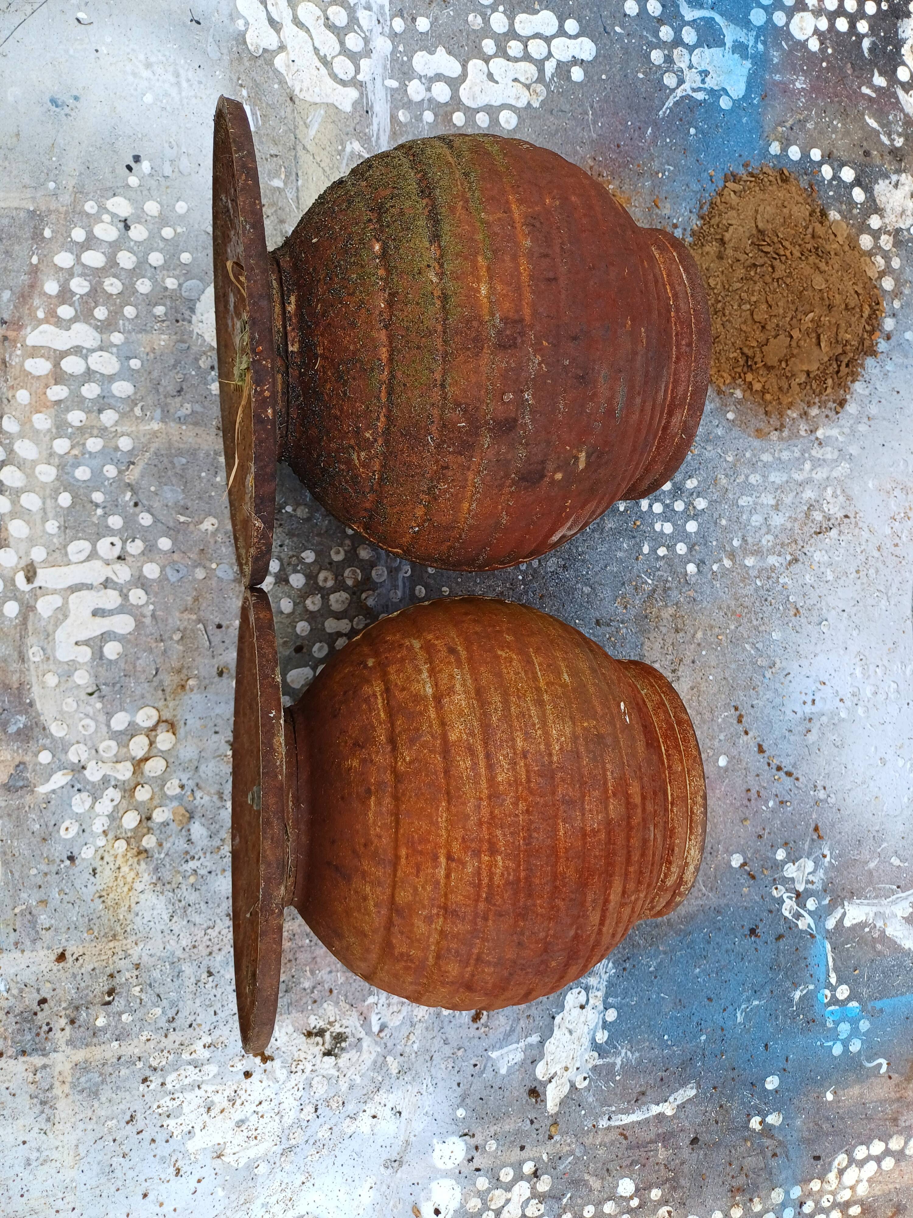 Pair of Cast Iron Vases 1900 from Charleville-Mézières