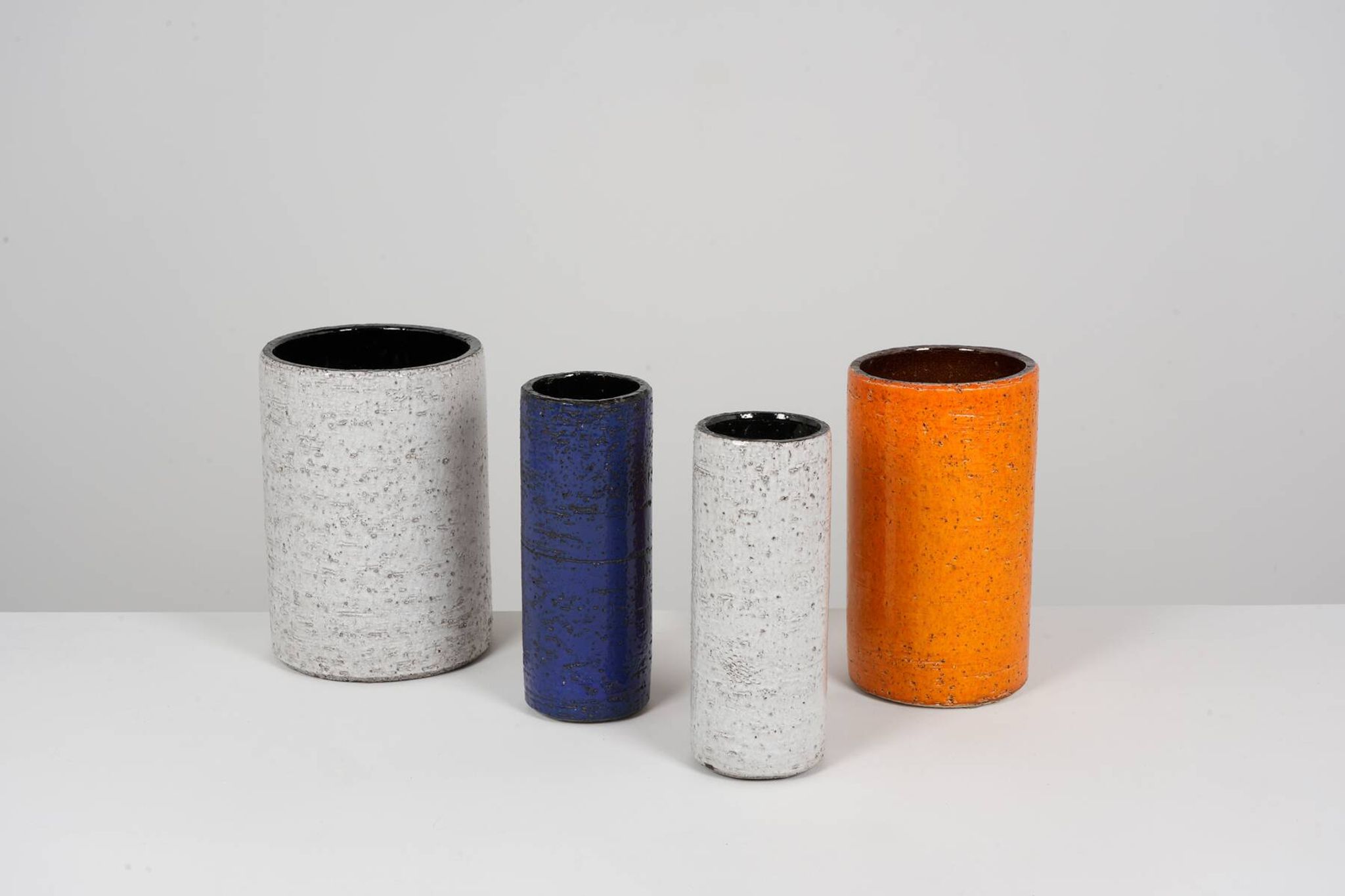 Set of rolled vases in chamotte clay from the 1960s.
