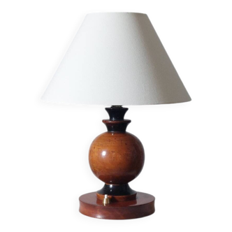 Turned wooden Art Deco table lamp
