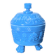 Blue moulded opaline bonbonnière, first half of the 20th century.