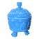 Blue moulded opaline bonbonnière, first half of the 20th century.