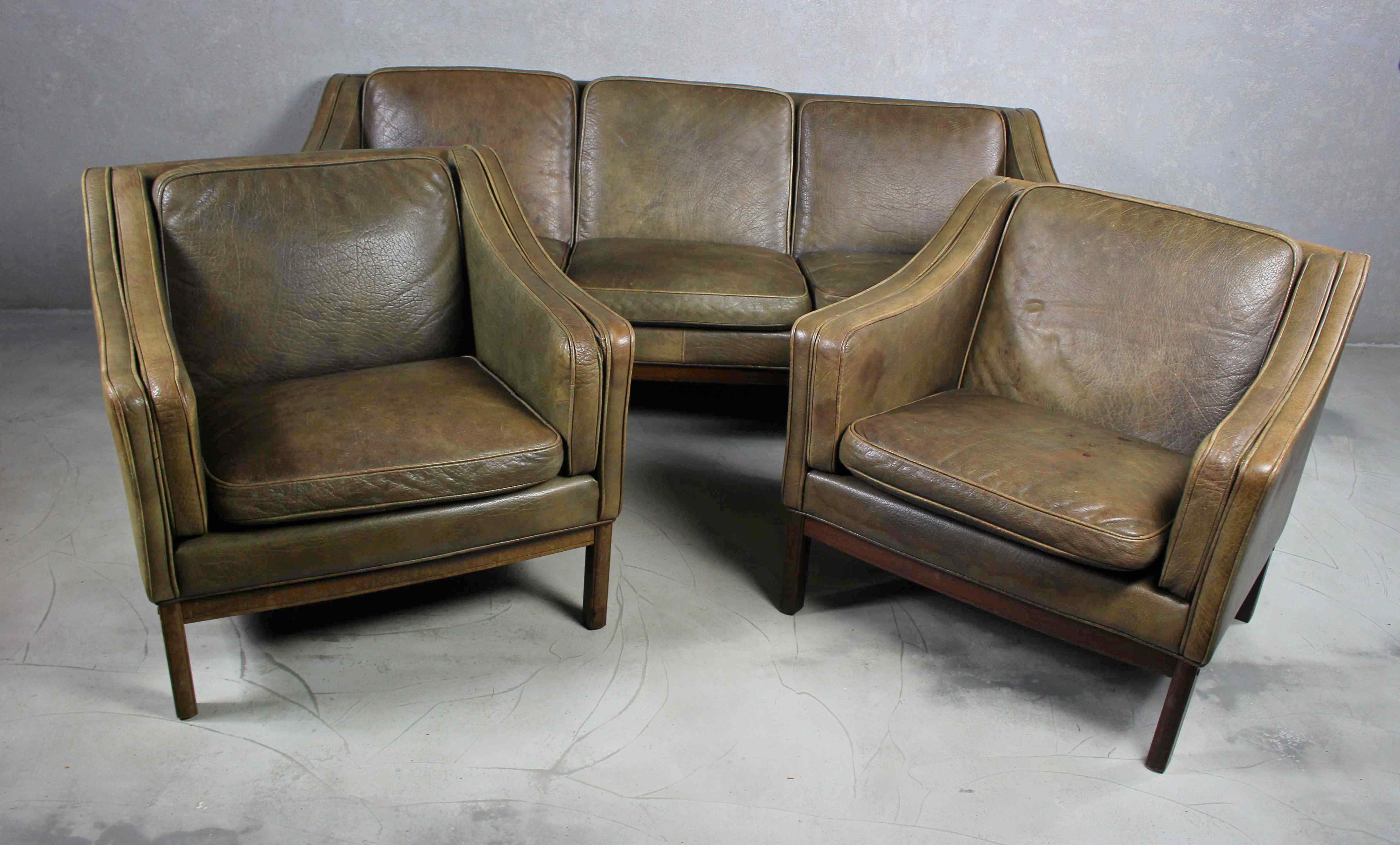 Brown Leather And Rosewood Sofa By Vatne Mobler, Norway 1970s