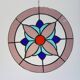 Vitrail circulaire décoratif à motif floral – Verre coloré fait main, Ø 40