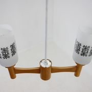 1980s wood and glass pendant light, Czechoslovakia