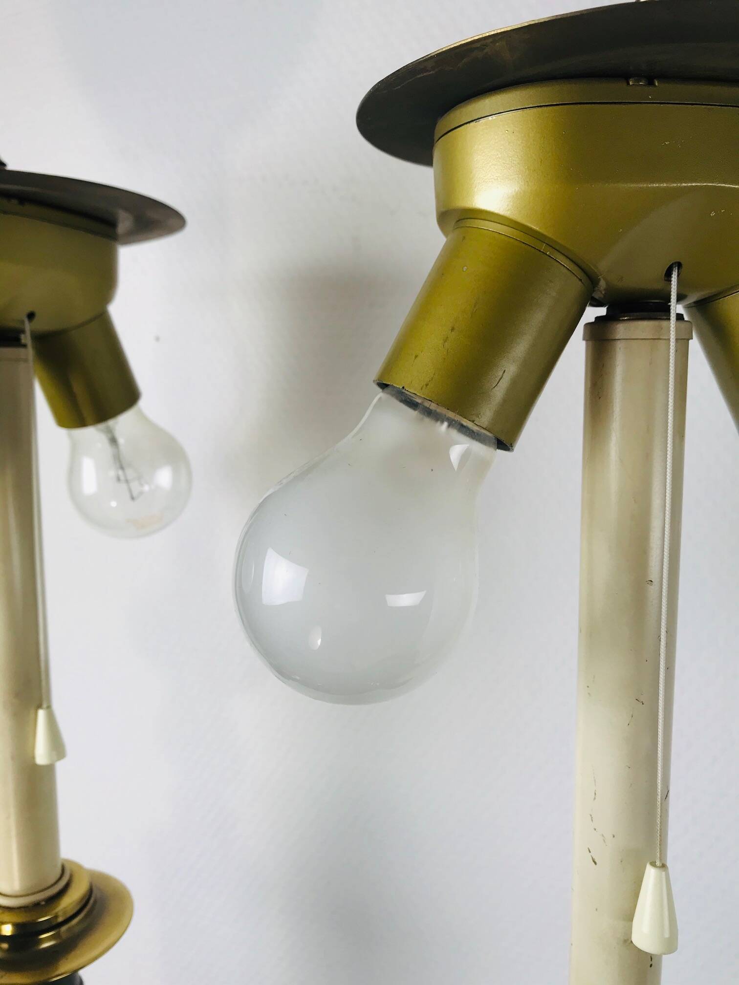 Vintage dutch brass and green table lamps from kullmann, 1970s, set of 2 table lamps. baroque