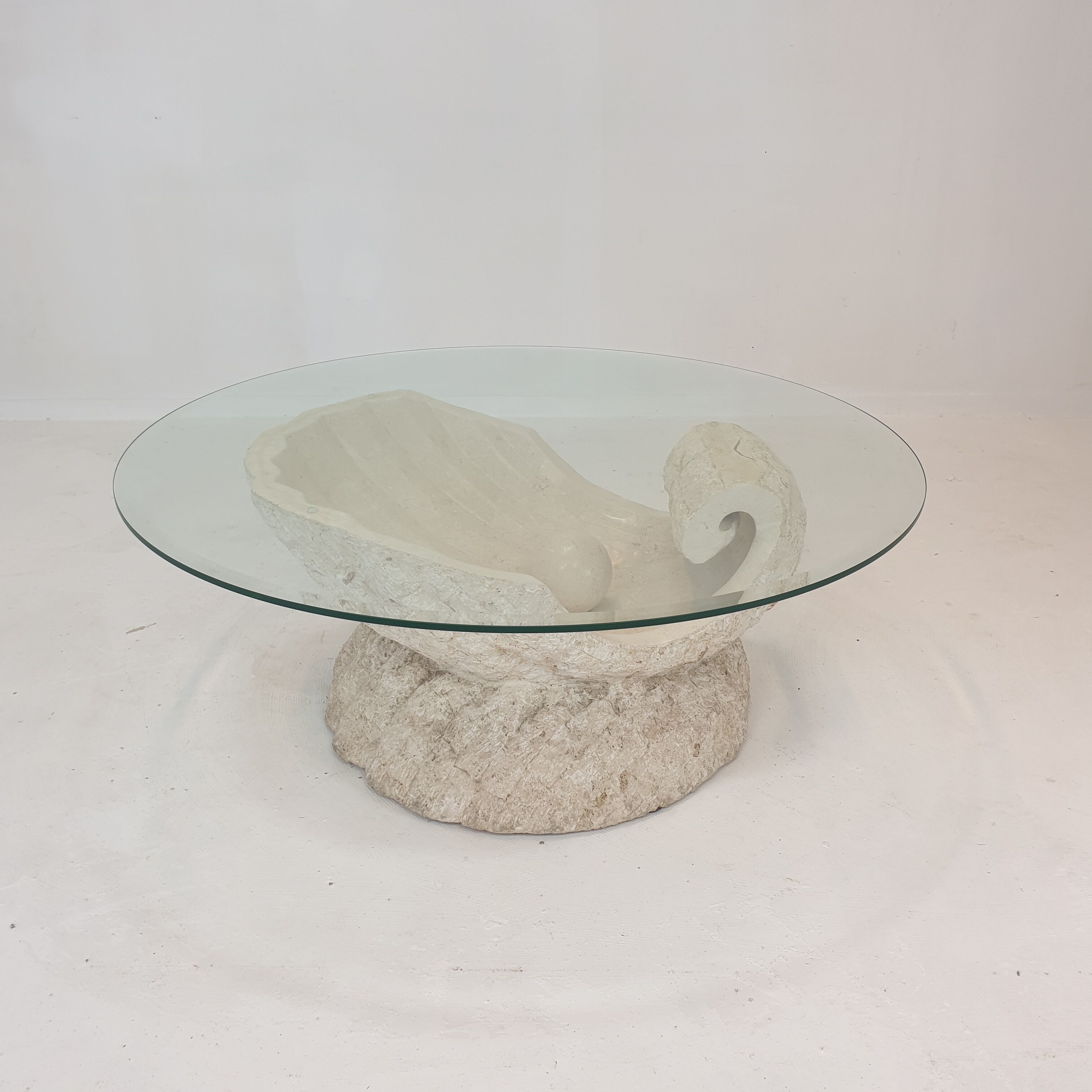 Magnussen ponte mactan stone shell coffee table, 1980s