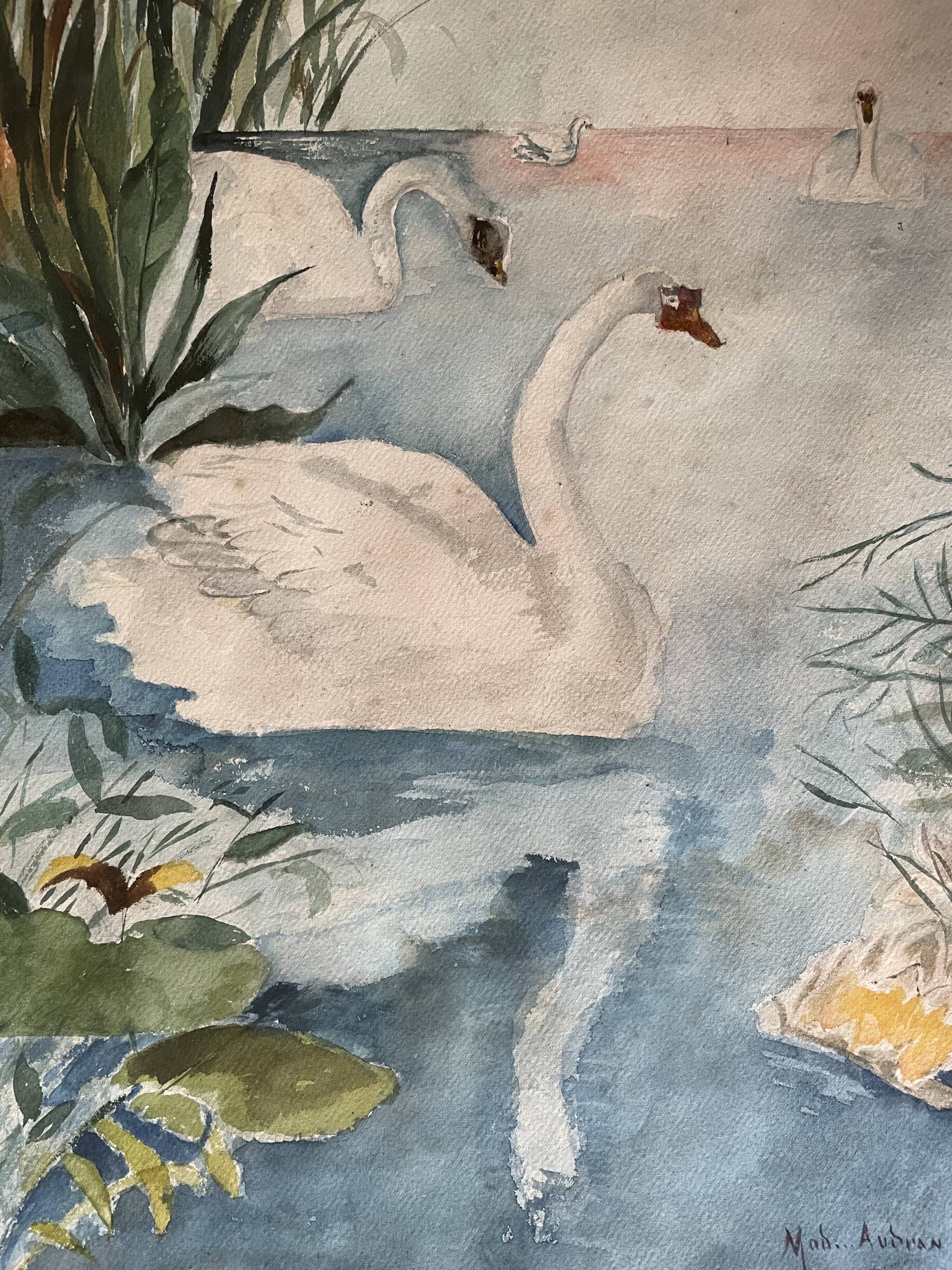 Tableau ancien bord de rivière