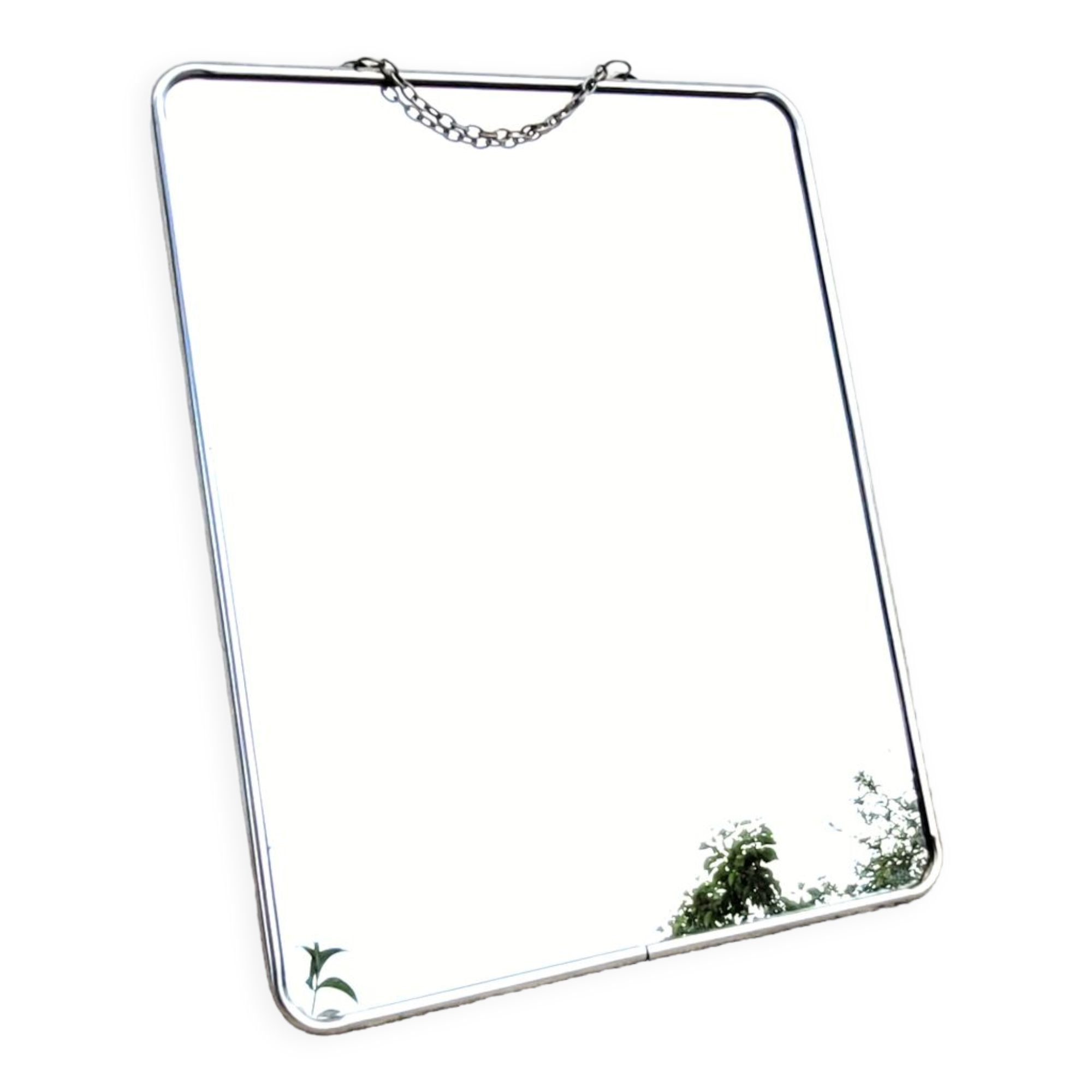 Large vintage barber mirror 24x30cm chrome