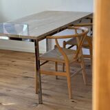Table à manger de luxe en marbre chromé du milieu du siècle