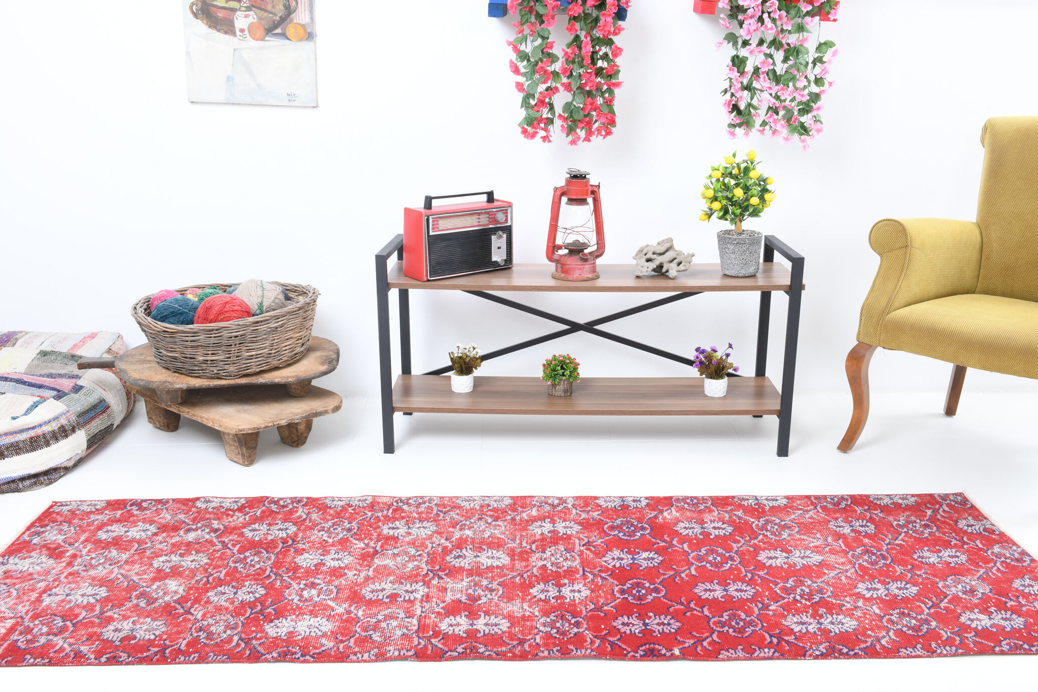 2x8 red classic vintage runner rug, 245x73cm