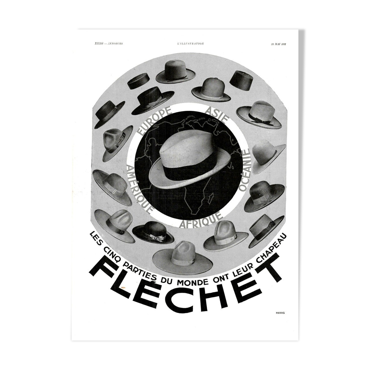 Vintage poster 30s Chapeau Fléchet