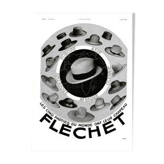 Affiche vintage années 30 Chapeau Fléchet