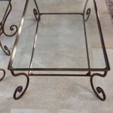 Bronze base coffee table, glass top