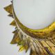 Sun wall lamp by ferro arte, metal and gold leaf, Spain, 1960