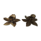 Set of 2 vintage brass flower candle holders NIJHOF Holland