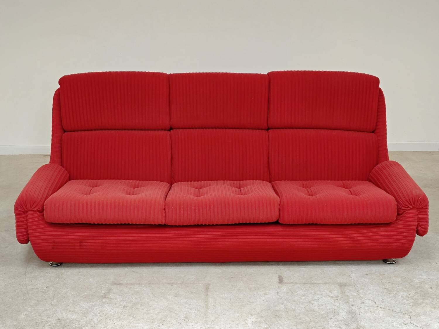 Canapé orange jitona ribbed fabric space age 1070