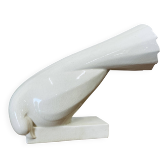 Colombe stylisée par Jacques Adnet, céramique Art Déco, 1930