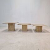 Set of 3 Italian Travertine Coffee or Side Tables, 1980s