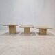 Ensemble de 3 tables basses ou d'appoint en travertin, Italie, 1980s