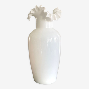 Opaline vase scalloped neck