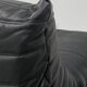 Set of French Togo lounge chair and ottoman in black leather attributed to Michel Ducaroy for Ligne Roset, 1970s