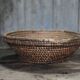 Large old wicker bowl, straw and bramble, woven bowl, rustic.