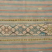 Tapis Kilim fait main rouge clair bleu 5x7 158x247 cm