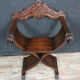 Curule or Dagobert renaissance armchair in walnut