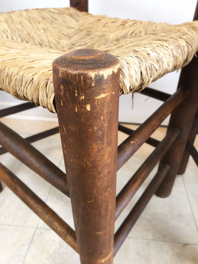 Pair of straw brutalist chairs, 1970