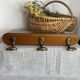Oak and brass wall hook