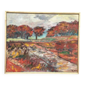 Original Swedish Oil on Panel – “Autumn” (1988) by Margit Birgersson – Vintage & Framed
