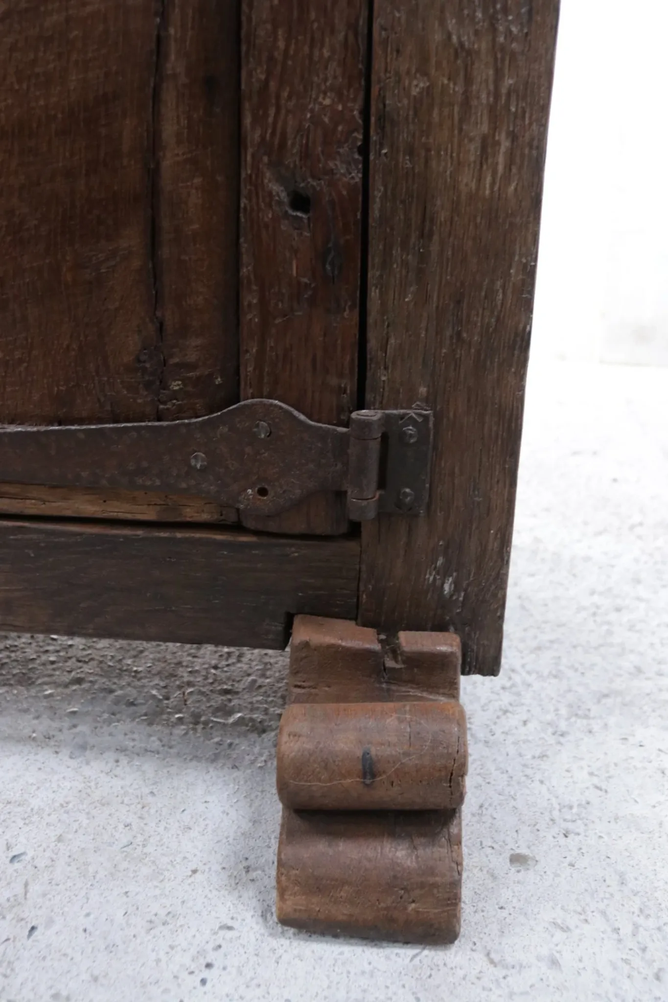 18th-century German primitive cabinet on sledge feet with forged hardware
