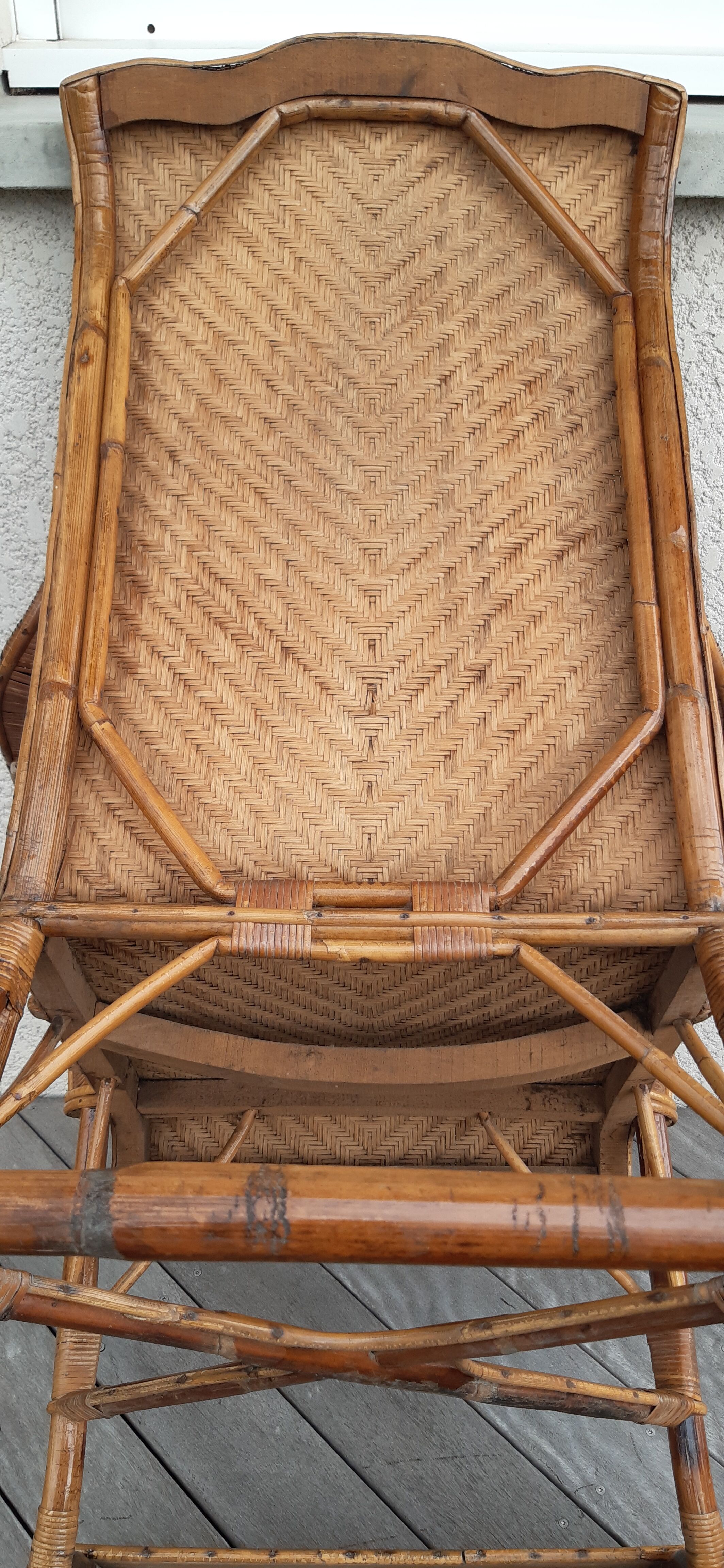 Rocking chair rotin et bois