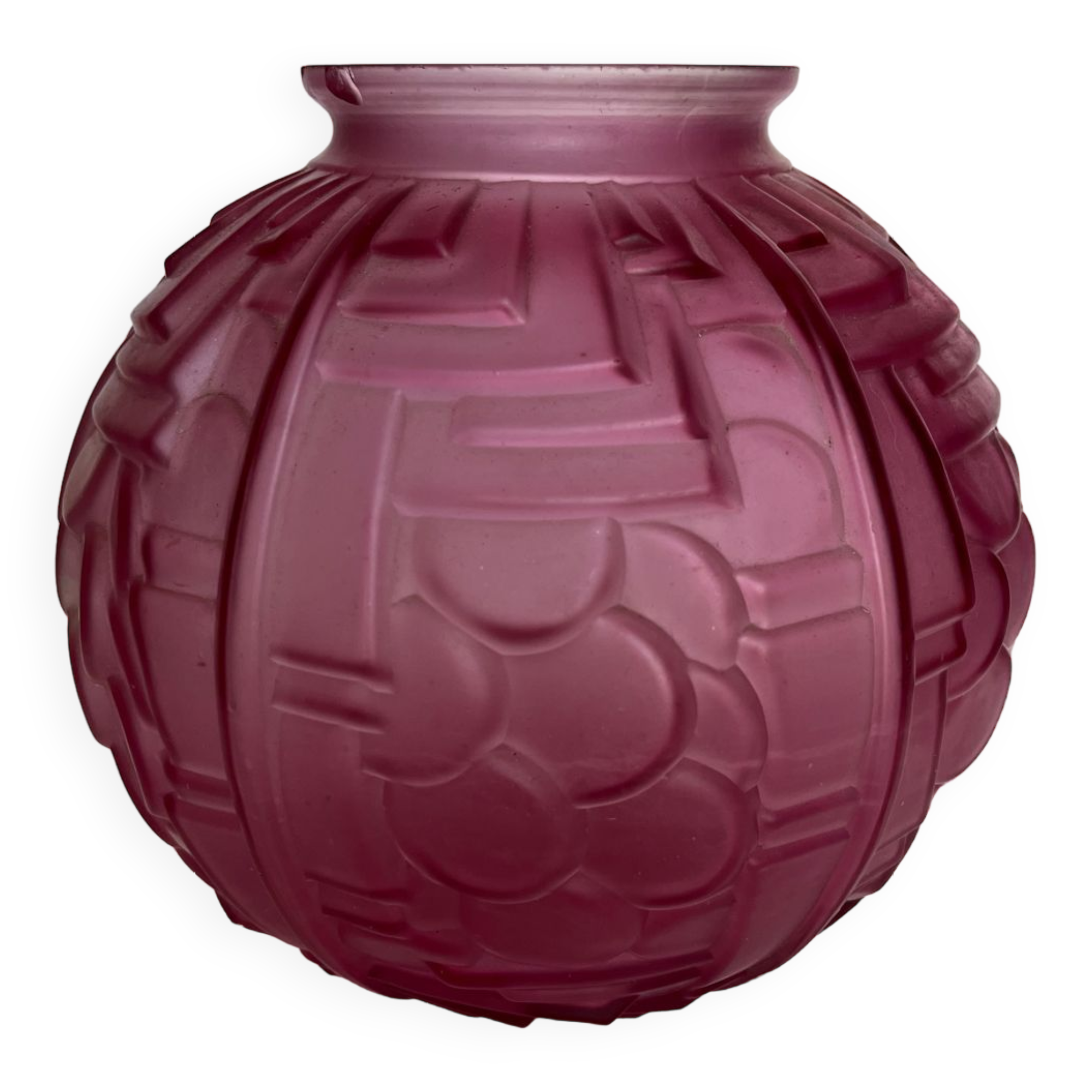 Art Deco ball vase in pink glass