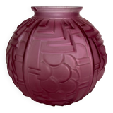 Art Deco ball vase in pink glass
