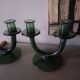 Pair of blown glass candlesticks